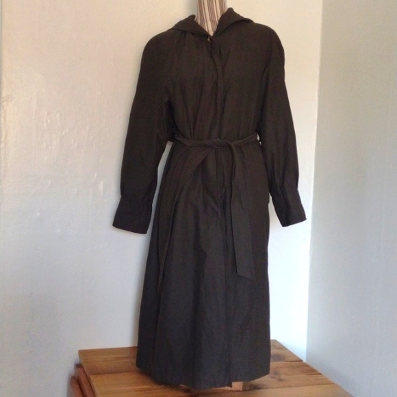 Fleet Street Jackets & Blazers - Fleet Street Vintage Olive Khaki Wool Blend Hooded Belted Trench Coat Size 4p